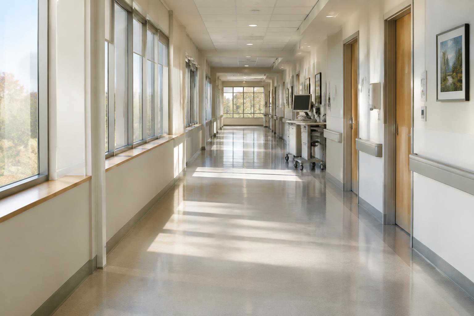 Quiet hospital hallway representing the long-term medical care involved in a catastrophic injury claim