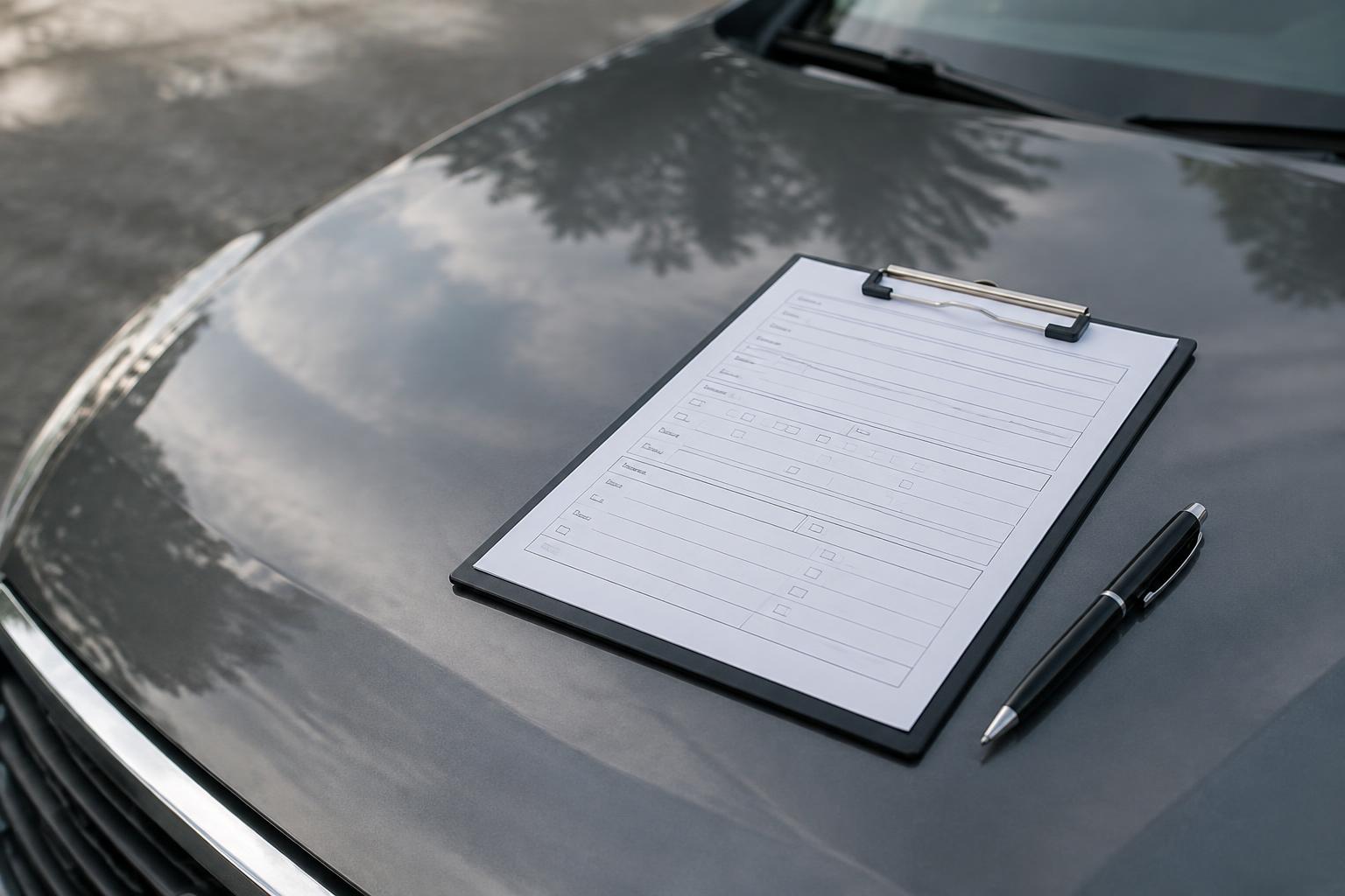 Close-up of a police accident report form used to document a hit-and-run accident claim